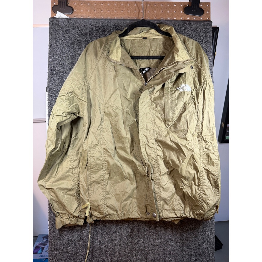 The North Face Windbreaker Jacket Mens S Tan Khaki Ripstop Mesh Lined Full Zip